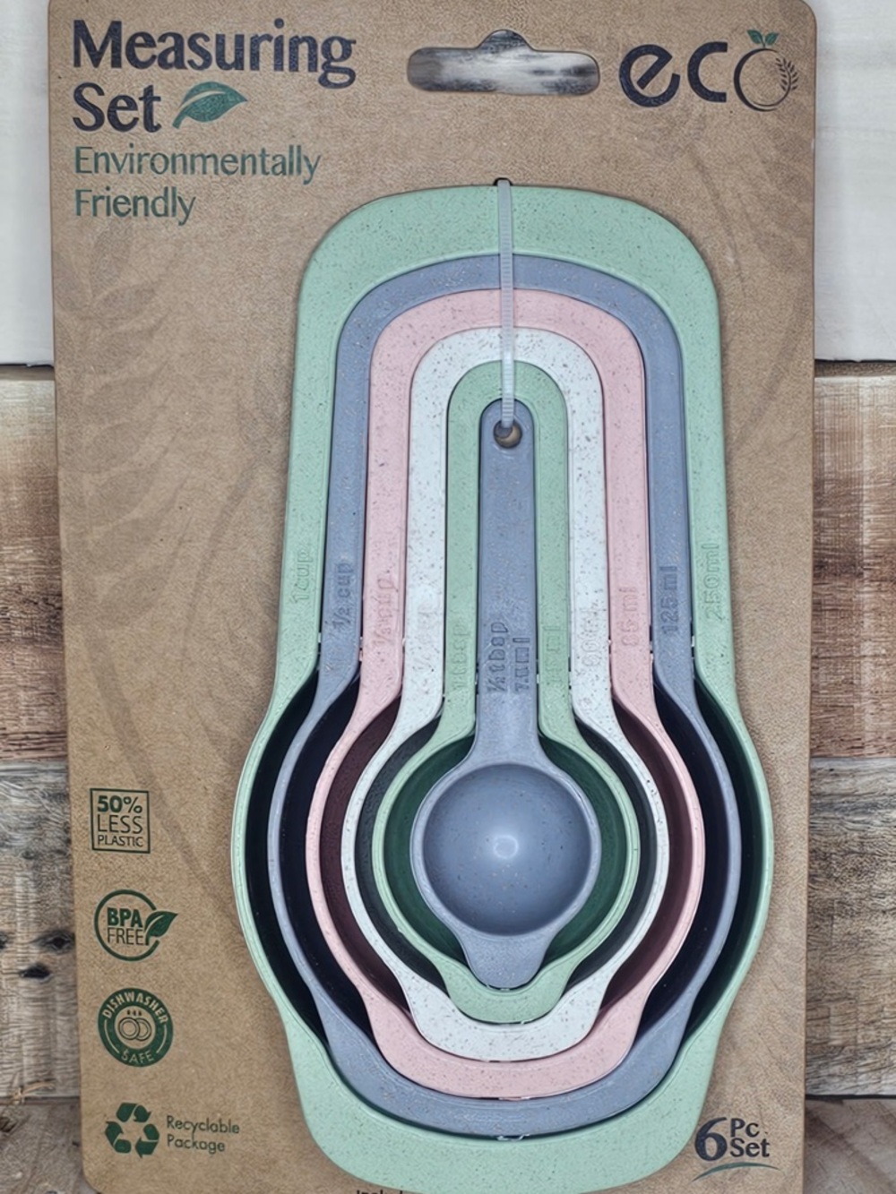 Eco Measuring Set - 6-Piece Multicolor Eco-Friendly Measuring Cups & Spoons